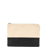 セリーヌ バイカラー クラッチバッグ ベージュ ブラック レザー レディース CELINE 【中古】